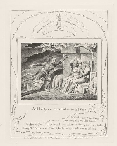 And I Only Am Escaped Alone to Tell Thee., 1825 by William Blake